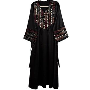 Black Afghan Kaftan with Vibrant Embroidery